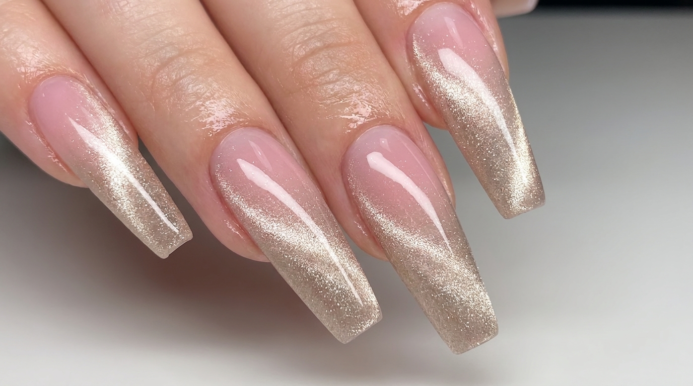 Soft Pink Ombre Cat Eye Nails — Step-by-Step Gel Tutorial