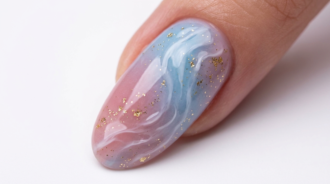Dreamy Pink and Blue Water Ripple Nails — Step-by-Step Tutorial