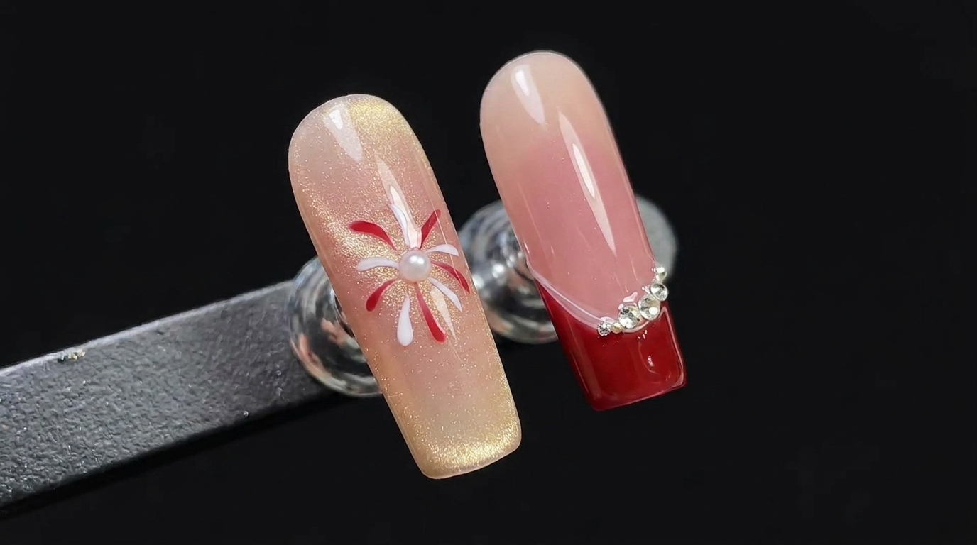 New Year Fireworks and Classic French Tip Nail Tutorial