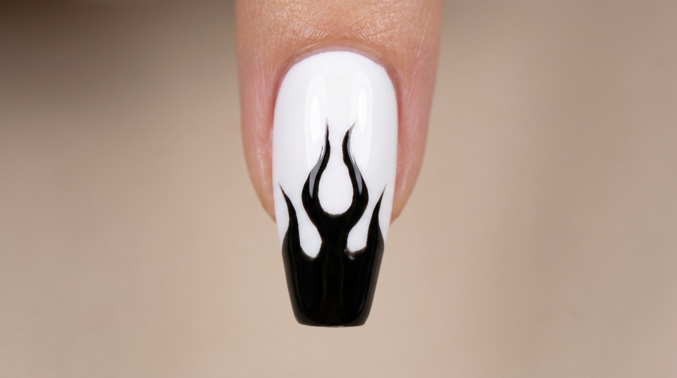 Black Flame Nail Art — Beginner Step-by-Step Tutorial