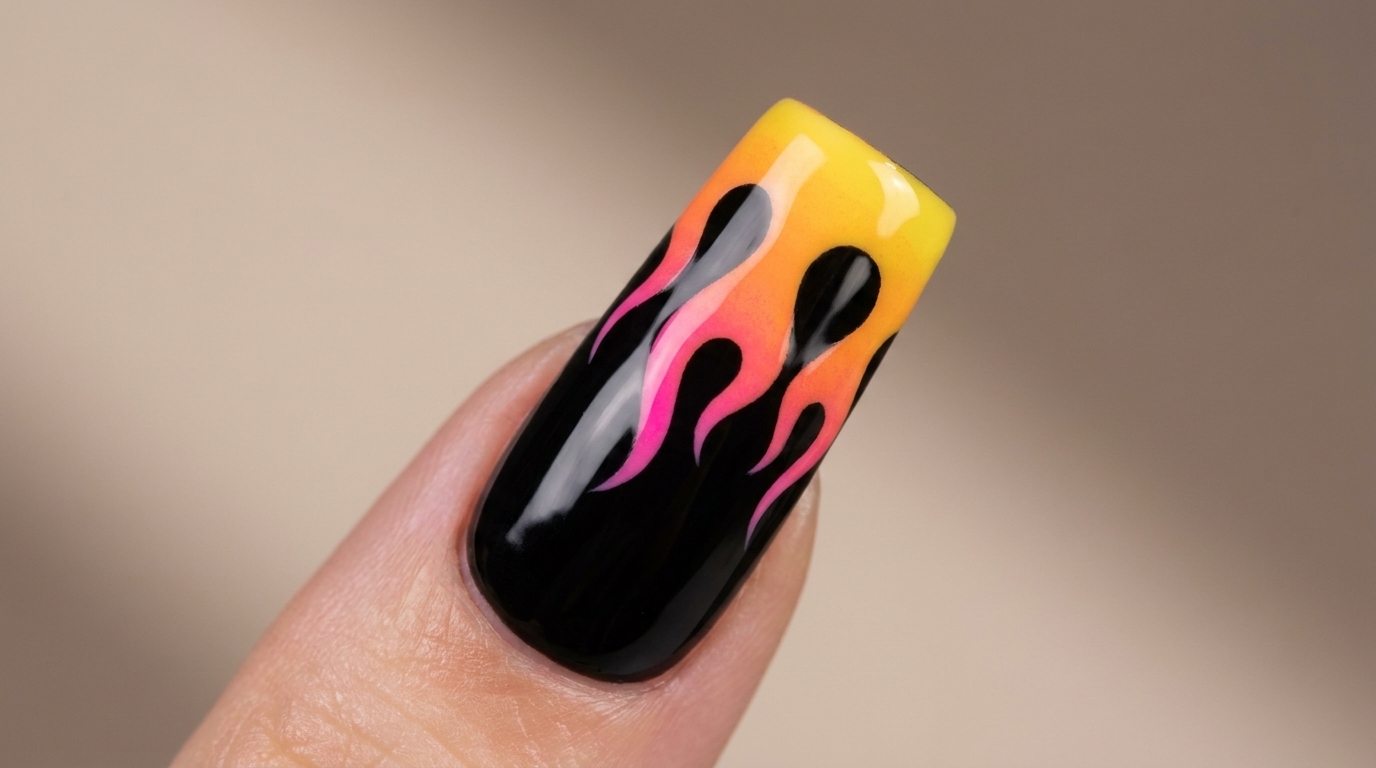 Gradient Flame Nail Art — Step-by-Step Tutorial