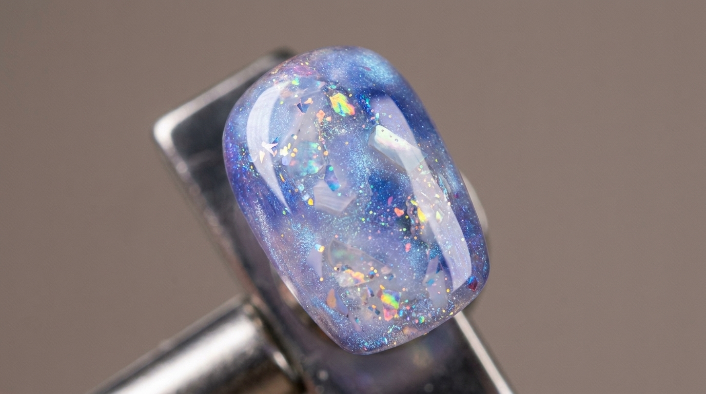 Icy Blue and Purple Cat-Eye Shell Nail Tutorial