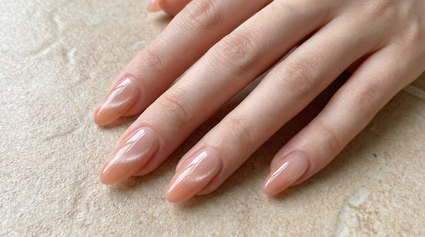 Peach Gradient Glass Bead Cat-Eye Nails — Step-by-Step Tutorial