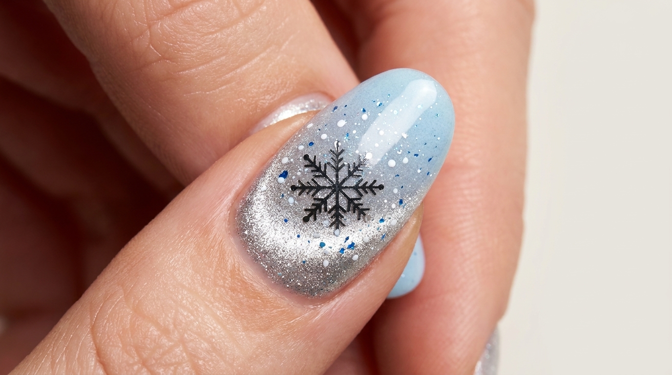 Cat-Eye Snowflake Gradient Nails — Winter Step-by-Step Tutorial