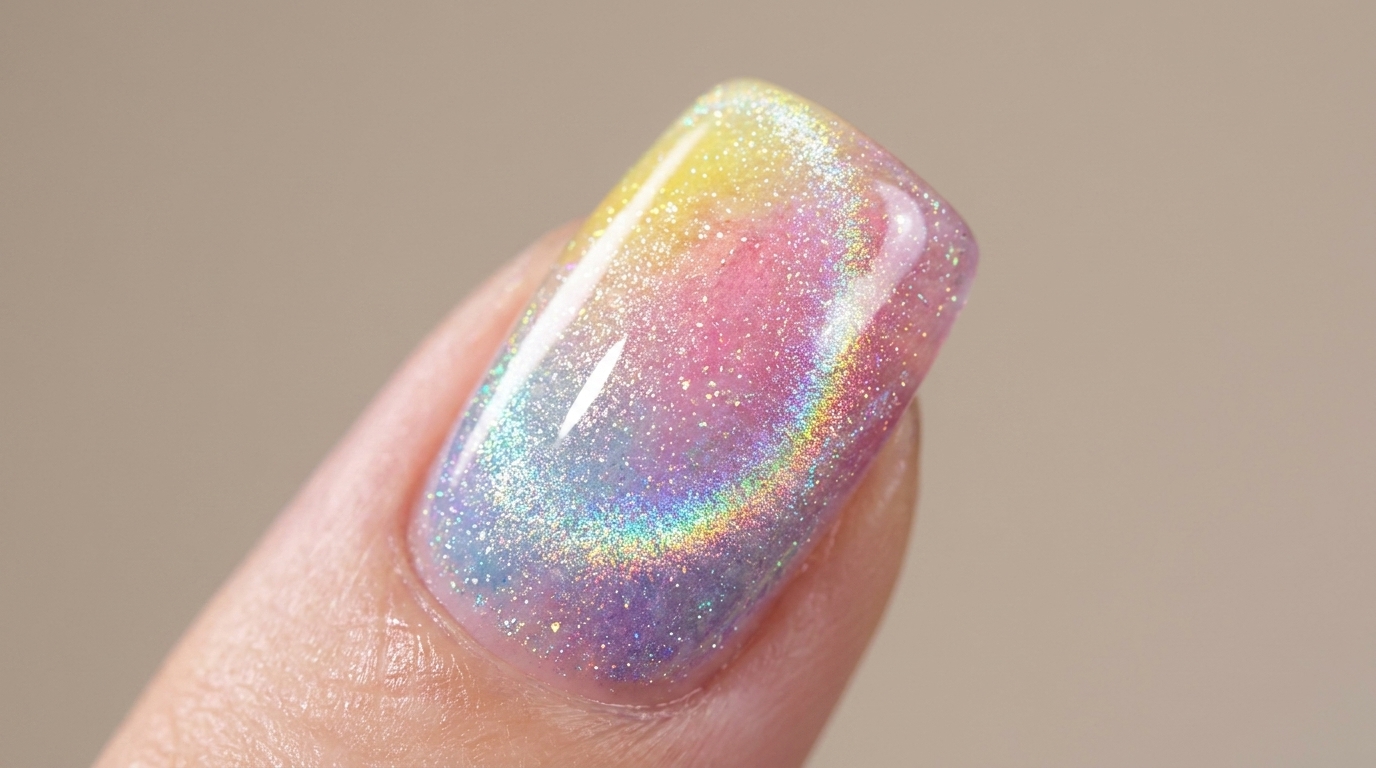Dopamine Watercolor Gradient Cat-Eye Nails — Step-by-Step Tutorial