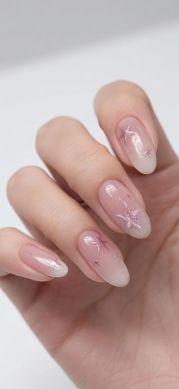 Milky White Gradient Cat-Eye Star Nails — Professional Tutorial