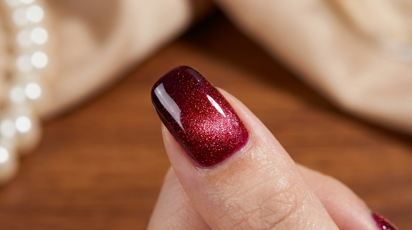 Plum Cat-Eye Gradient Nails — Festive Magnetic Nail Tutorial