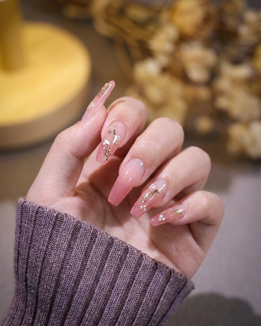 Hand placed under a professional LED nail lamp, with the timer display visible.