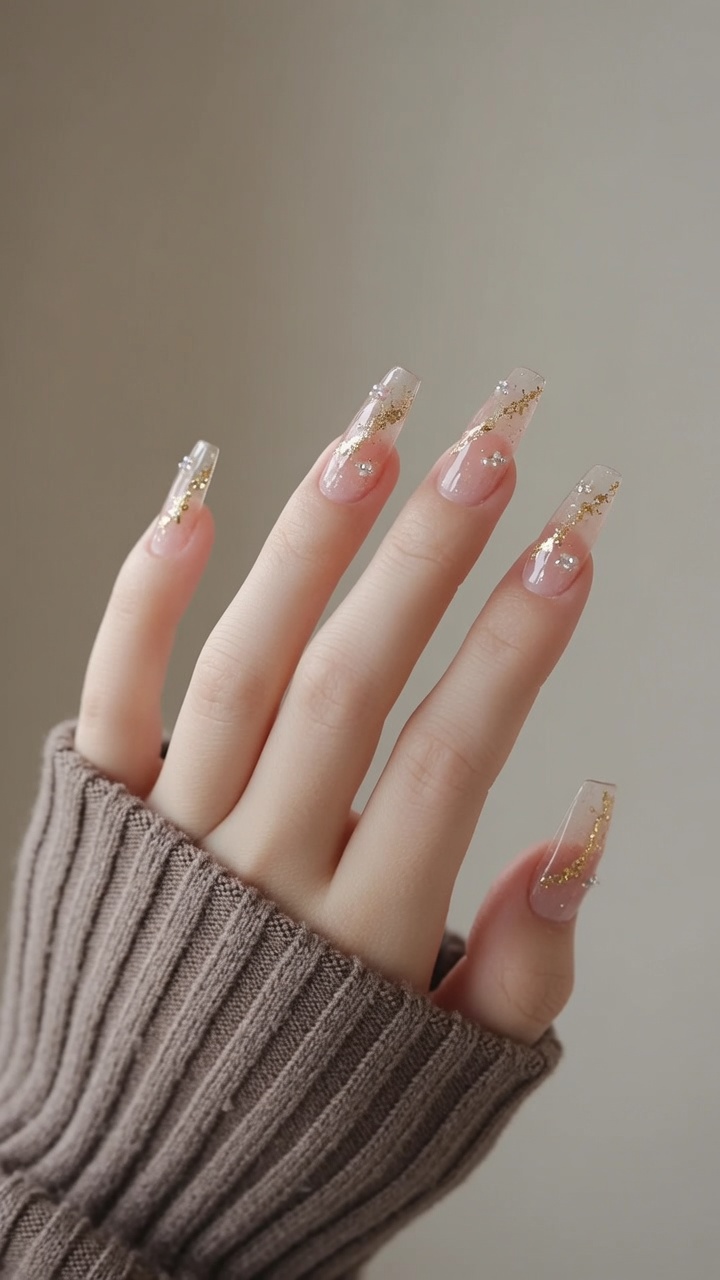 Transparent Gradient Gold Foil Nail Art Tutorial