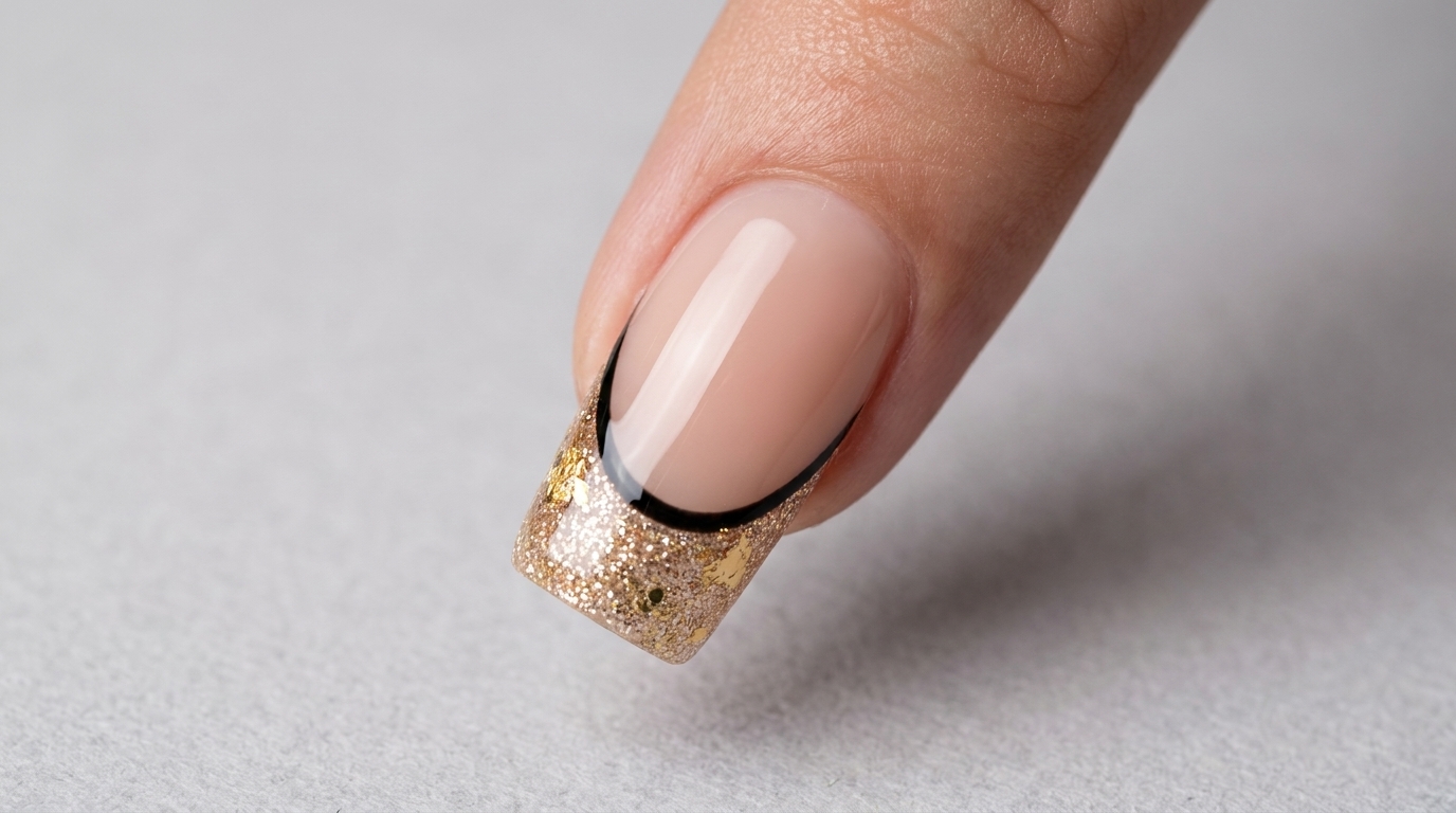 Gold Glitter & Foil French Gradient Nails — Beginner Step-by-Step Tutorial
