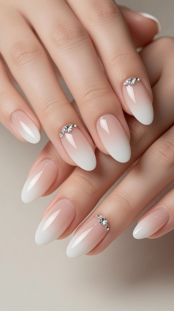 White French Ombre Nails with Rhinestones — Easy Salon-Style Tutorial