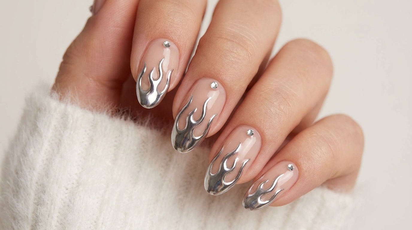 Chrome Flame Nail Art — Trendy Mirror-Finish Tutorial