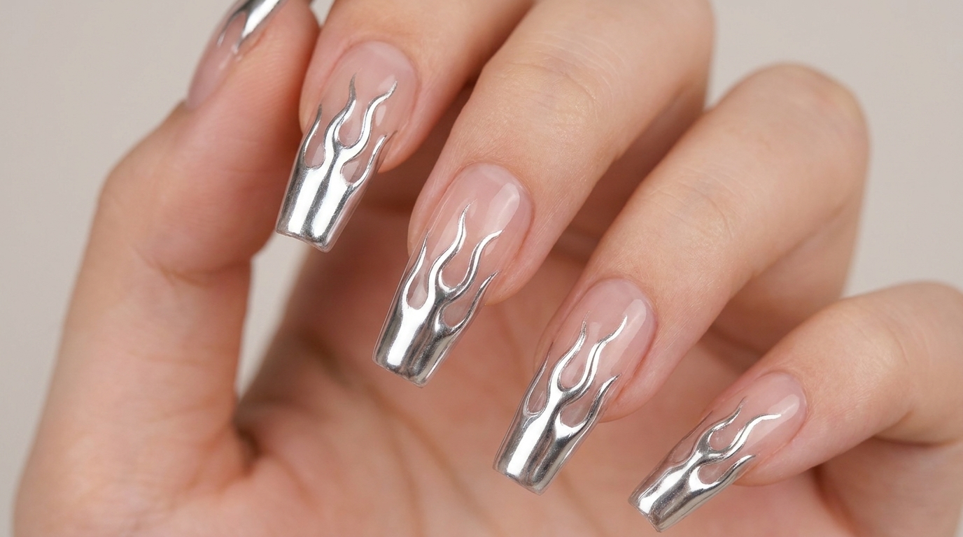 Chrome Flame Nail Art — Professional Mirror Finish Tutorial