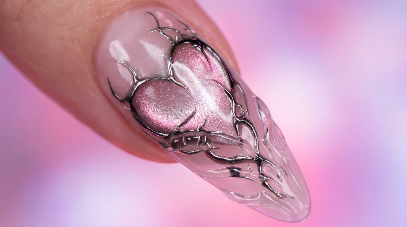 Cyber Y2K Silver Flame Cat Eye Nails — Futuristic Nail Tutorial