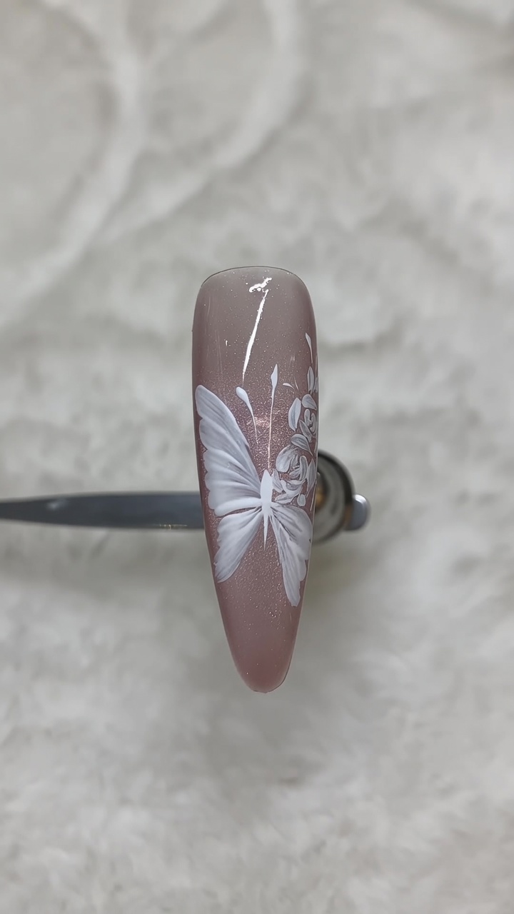 Hand-Painted Butterfly and Rose Nail Art Tutorial