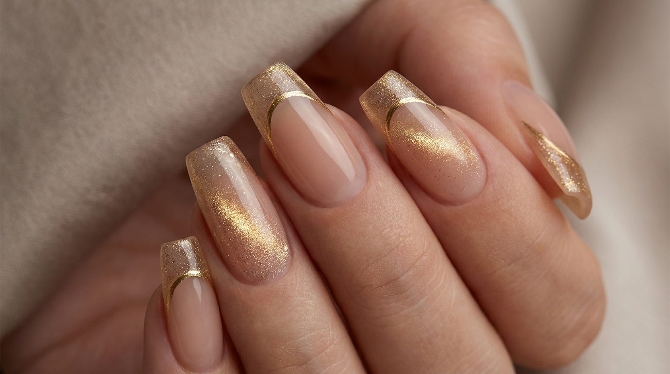 Luxurious Gold French Cat-Eye Gel Manicure Tutorial