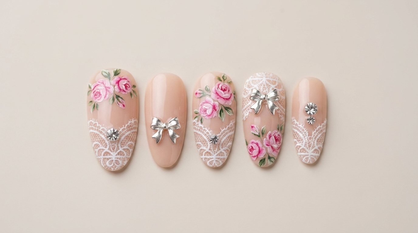 Chrome Hearts Floral Rose Nail Art — Elegant DIY Tutorial