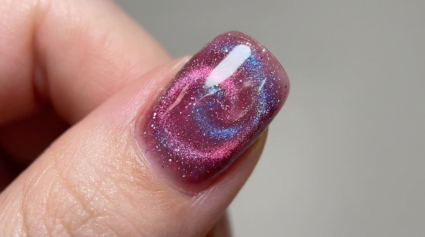 Rose Lychee Jelly Nebula Cat Eye Nails — Step-by-Step Tutorial