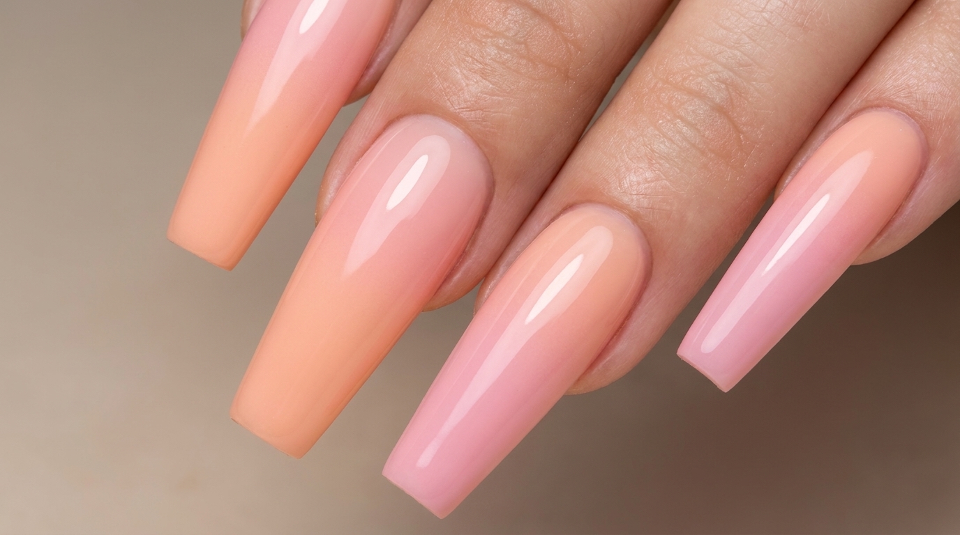 Airbrush Gradient Peach Nails — Professional Ombre Tutorial