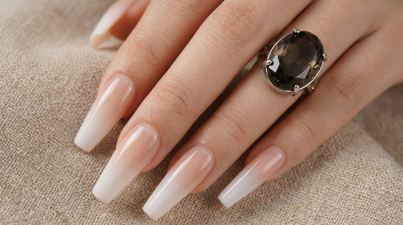 White Airbrush Ombre Gel Nails — Step-by-Step Tutorial