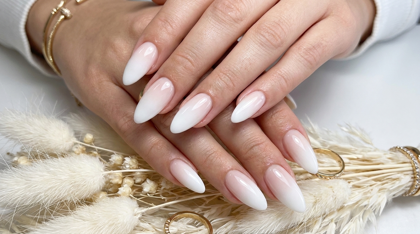 Elegant White Gradient Airbrush Nails — Step-by-Step Tutorial