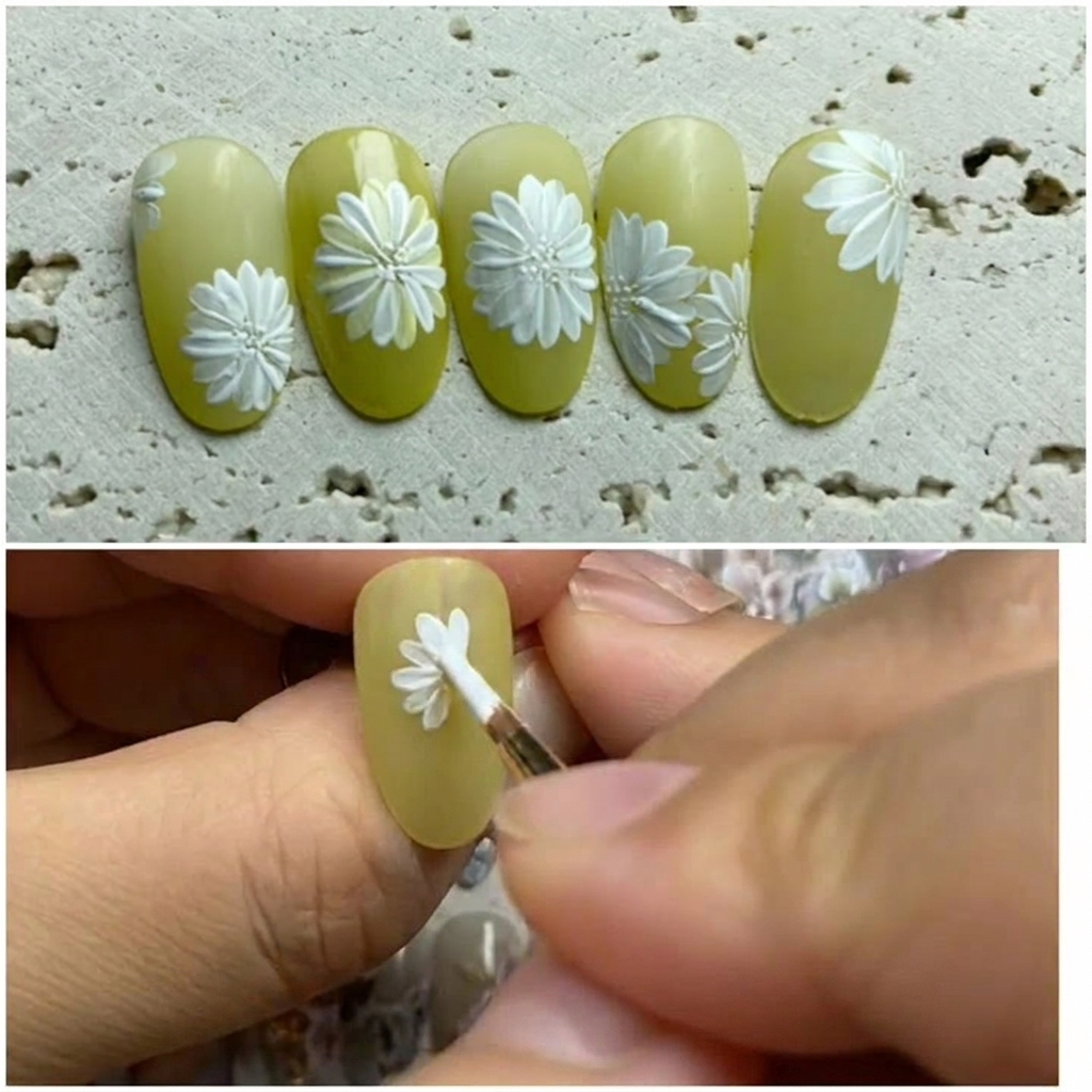 A fourth petal applied to the nail to form a symmetrical cross shape.
