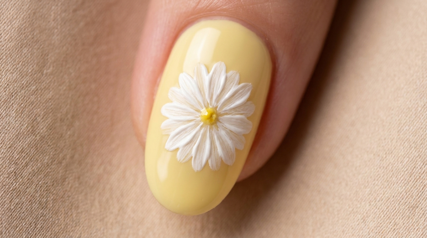 Hand-Painted Daisy Gel Nail Art — Step-by-Step Tutorial