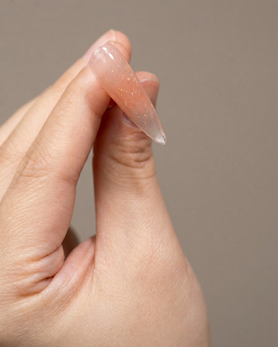 Applying a clear matte top coat over the cured cat-eye shimmer base.