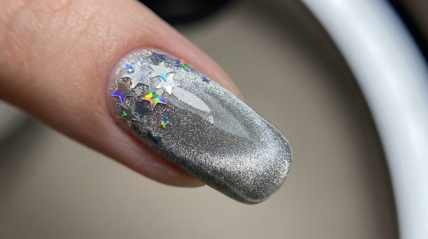 Starry Night Cat-Eye Sequin Nails — Step-by-Step Tutorial