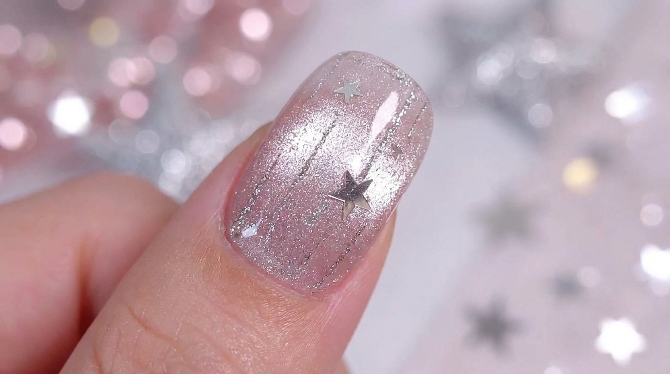 Silver Star Cat-Eye Nails — Elegant Celestial Nail Art Tutorial