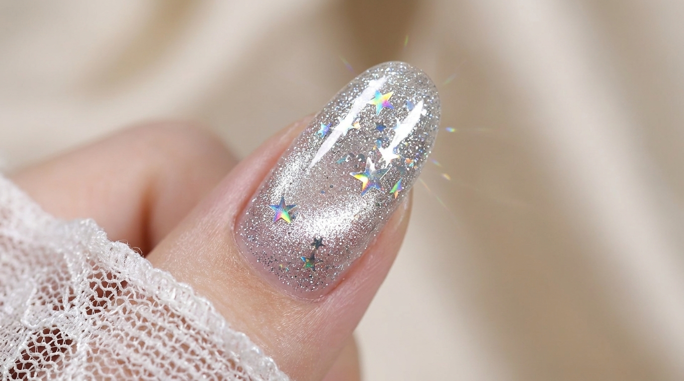 Silver Cat-Eye Glitter Star Nails — Dazzling Sparkle Tutorial