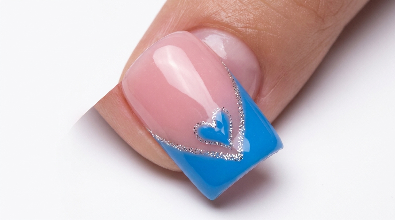 Blue Heart French Tip Nails — Step-by-Step Nail Art Tutorial