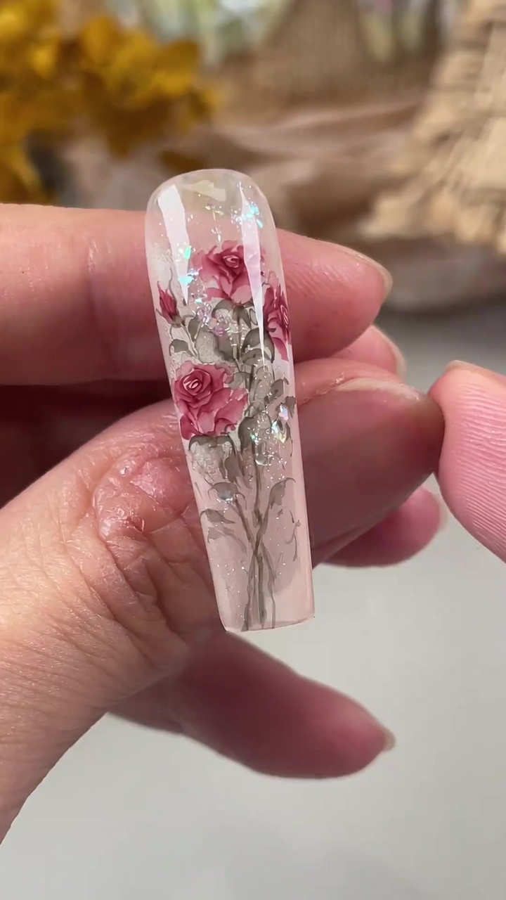 Watercolor Rose Garden Nail Art — Delicate Floral Design Tutorial