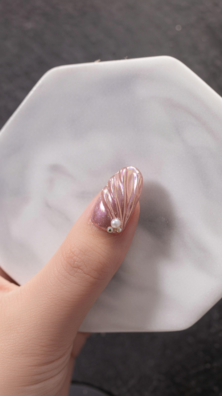 Rose Gold 3D Shell Nail Art — Elegant Textured Tutorial