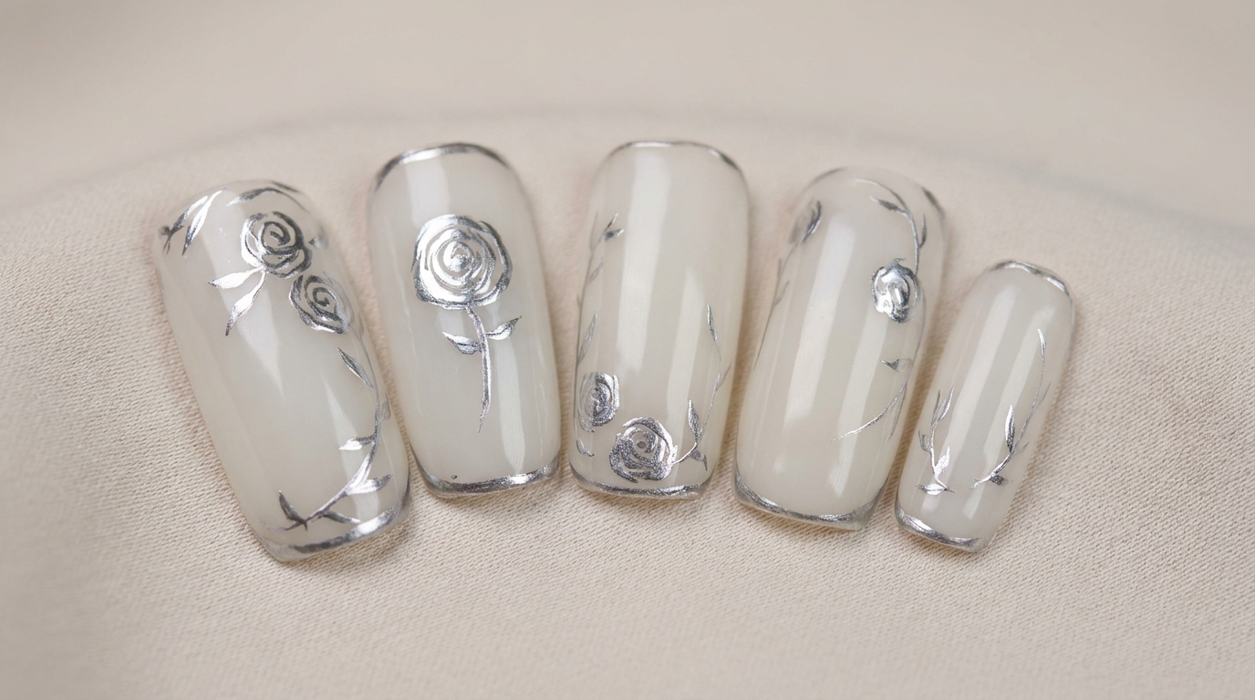 Elegant Metallic Rose Nail Art — Step-by-Step Tutorial