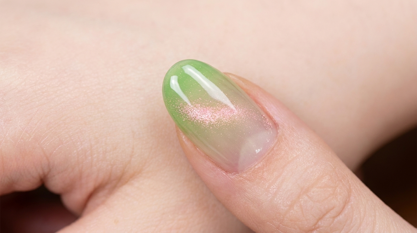 Spring Honeydew Green Cat-Eye Gradient Nails — Step-by-Step Tutorial