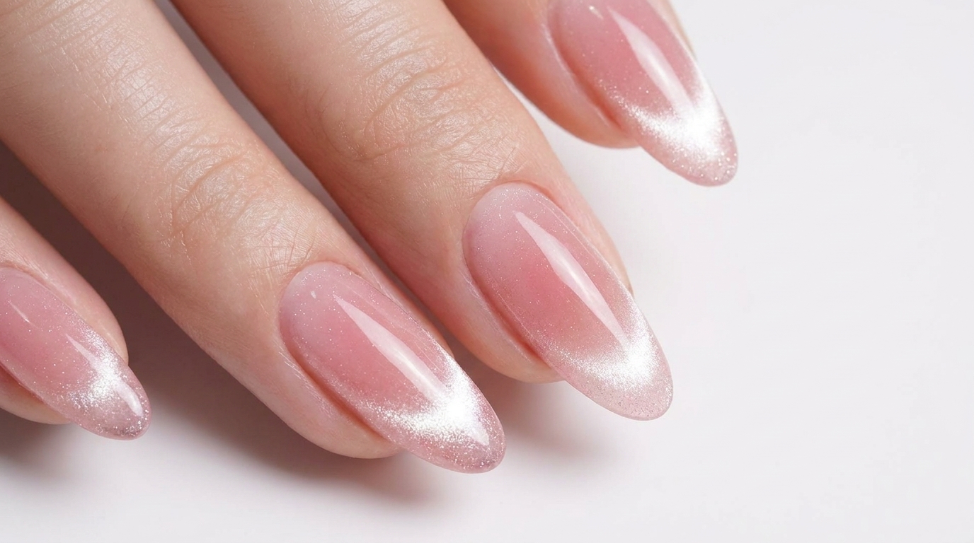 Blush Cat-Eye French Manicure — Elegant Shimmer Tutorial