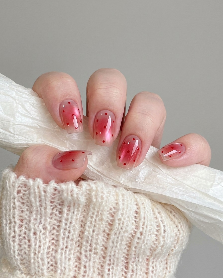 A lint-free wipe removing the tacky layer from a cured gel-coated nail.
