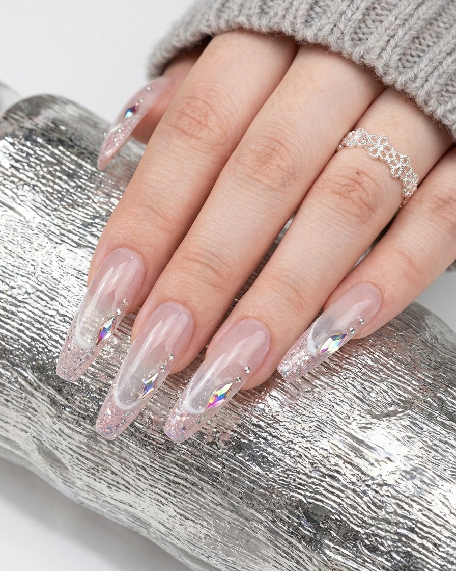 A liner brush painting small, delicate brown C-shaped outlines on a nail surface to create a leopard print design.