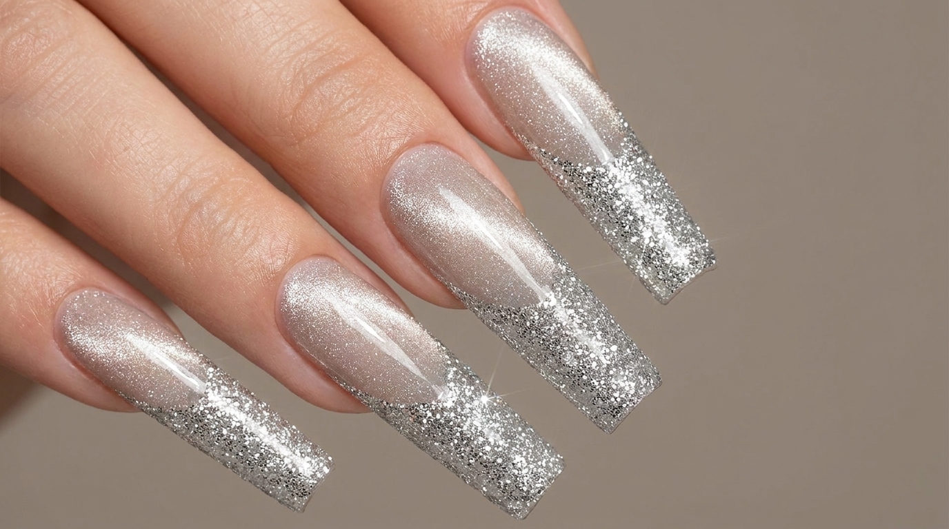 French Glitter Tip with Cat-Eye Base — Luxury Manicure Tutorial