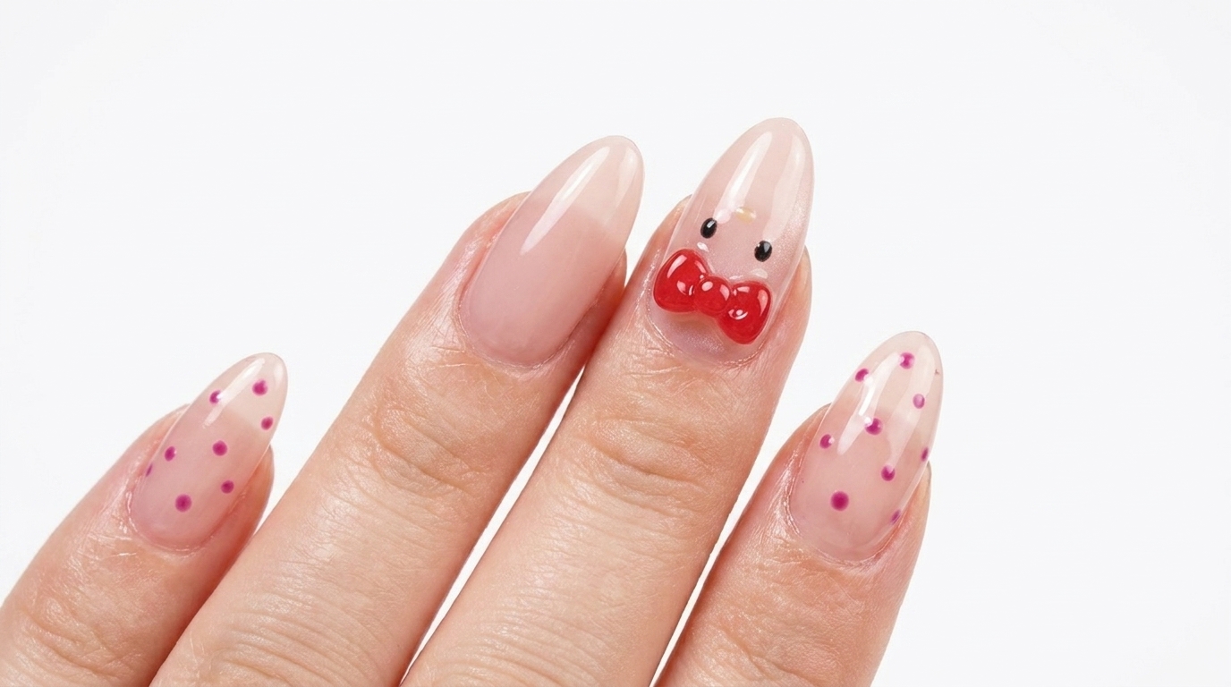 Cute Hello Kitty Inspired Bow Nails — Easy Step-by-Step Tutorial