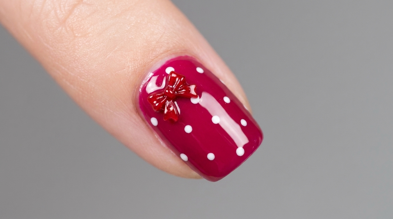 Charming Red Polka Dot Bow Gel Manicure — Step-by-Step Tutorial
