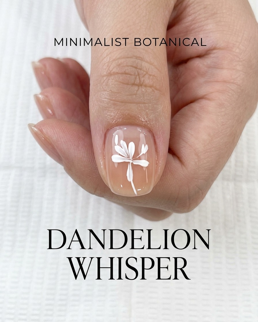A close-up view of a hand holding a nail with a nearly completed eight-petaled white daisy design.