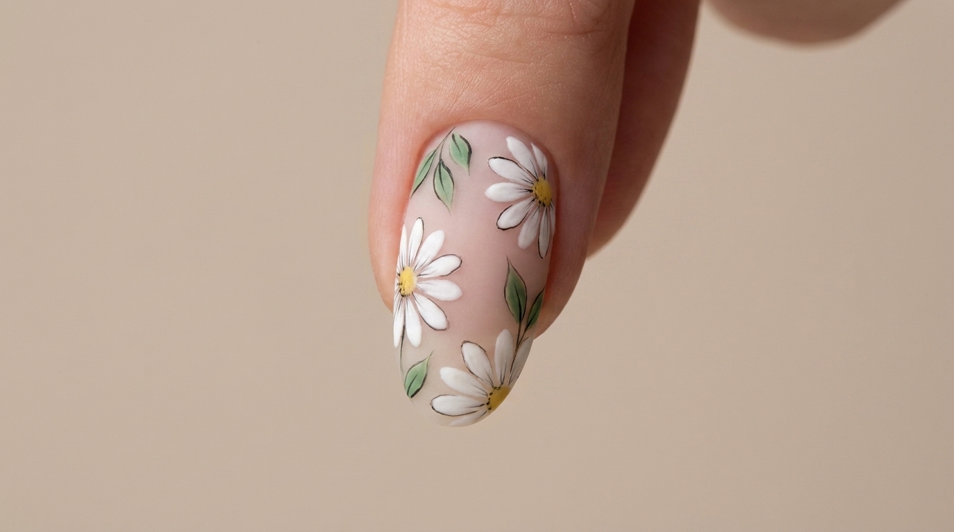 Floral Daisy Gel Nail Art — Step-by-Step Tutorial