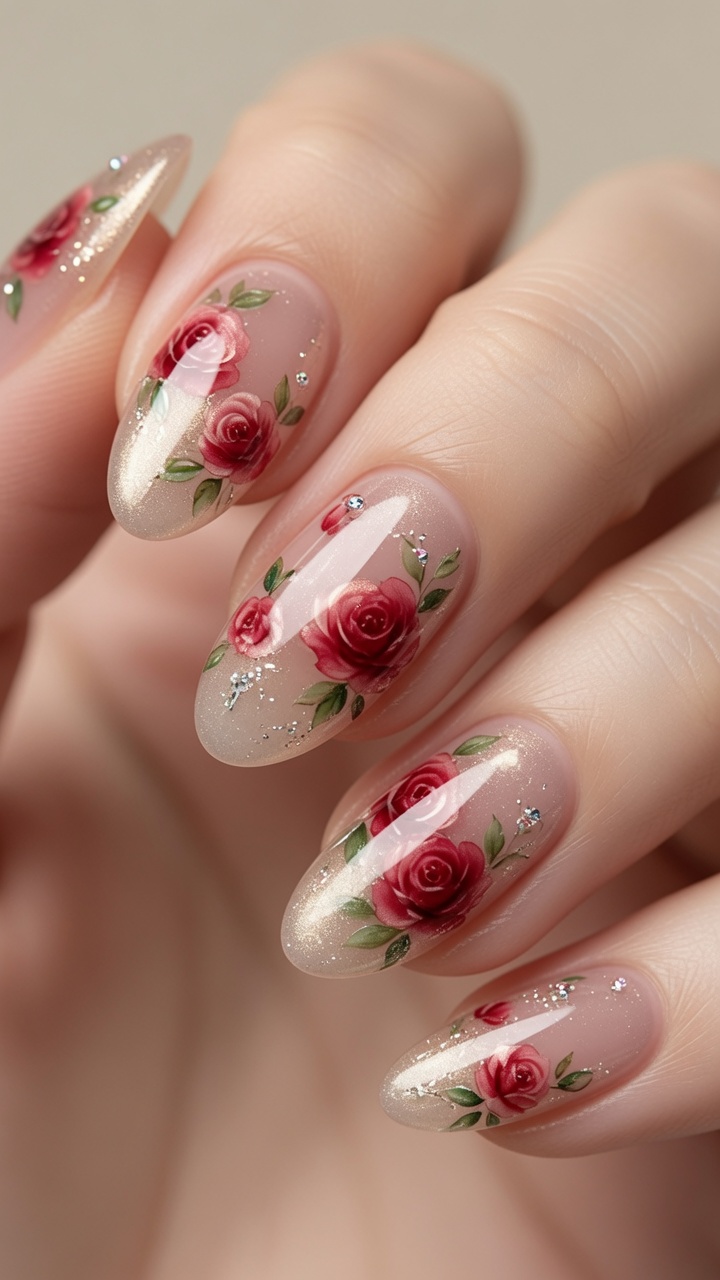 Floral Champagne Cat-Eye Nail Art Tutorial