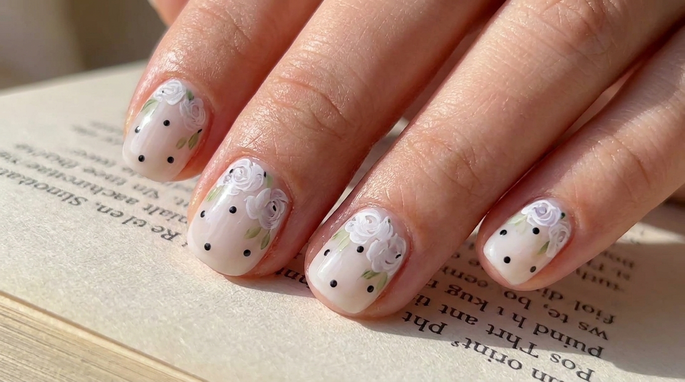 Spring Pastoral Oil Painting Rose Nail Art — Step-by-Step Tutorial