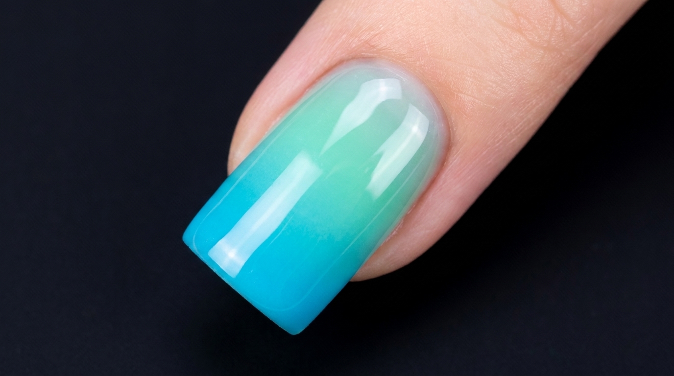 Fresh Blue-Green Two-Tone Ombre Gel Nails — Step-by-Step Tutorial