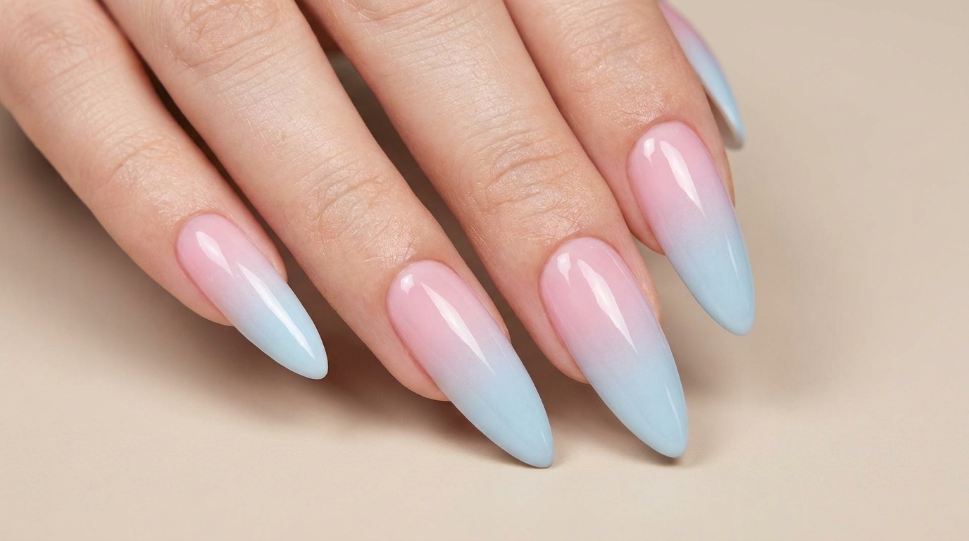 Blue and Pink Gradient Gel Nails — Easy Ombre Tutorial