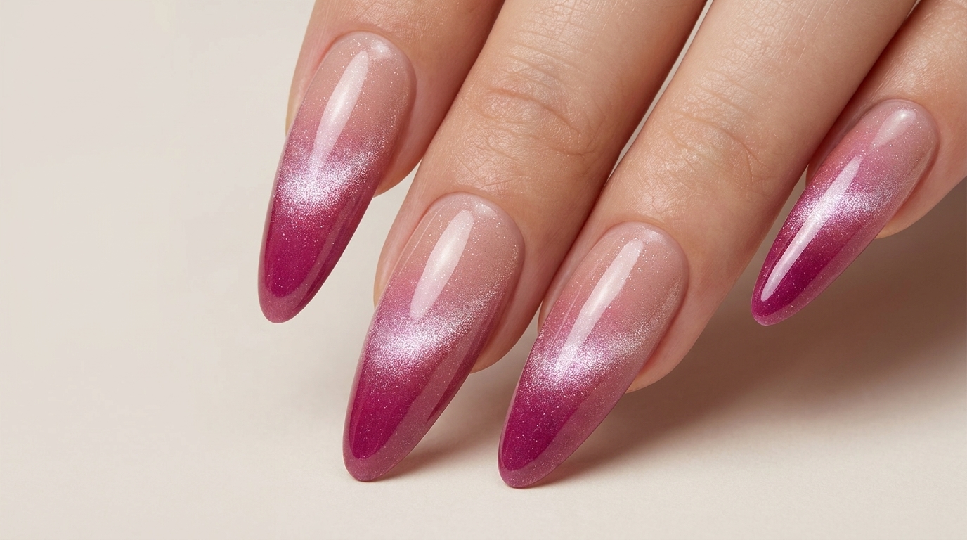Magnetic Magenta Ombre Gel Nails — Professional Step-by-Step Tutorial