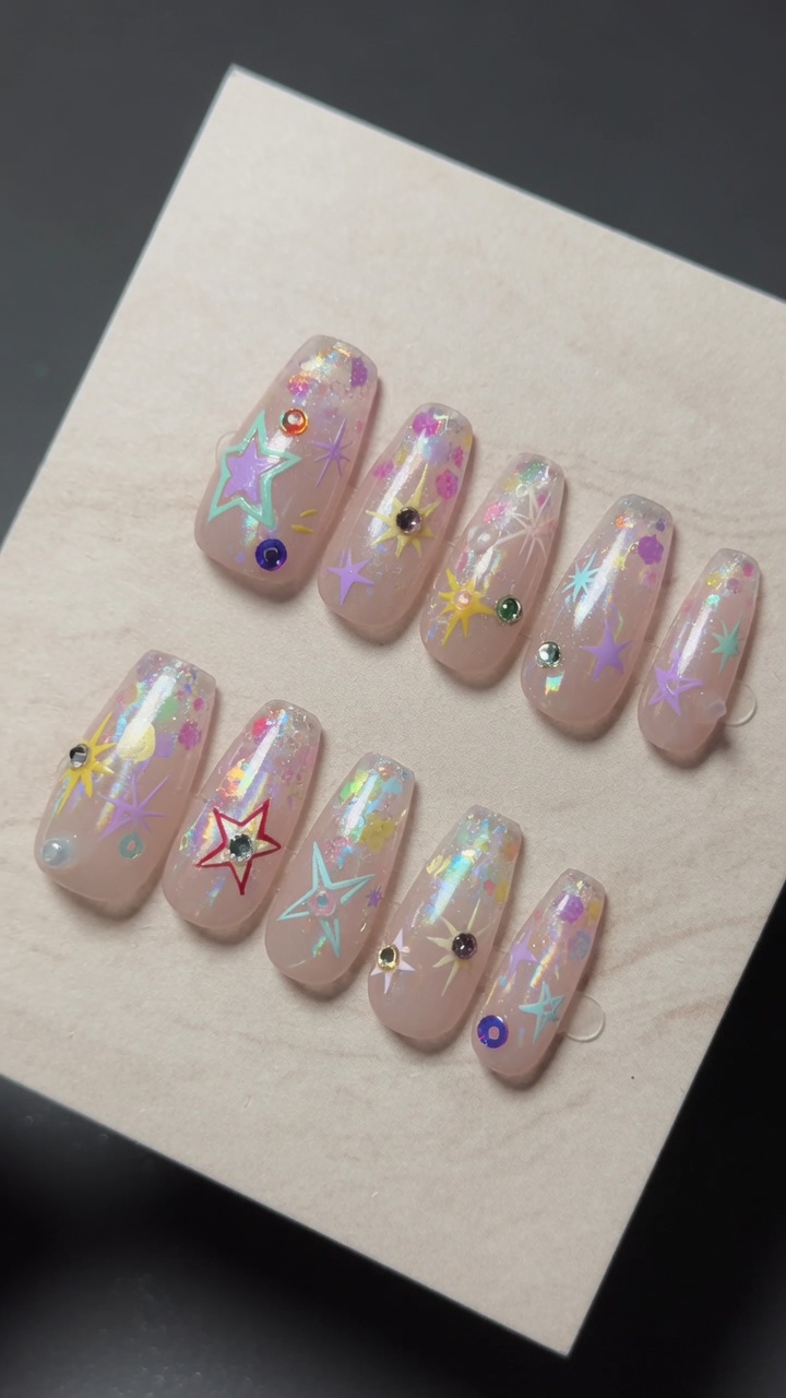 Laser Aurora Explosion Star Nails — A Sparkly DIY Tutorial